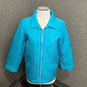 Quacker Factory Silk Quilted Reversible Jacket with Rhinestone Zipper Size Small